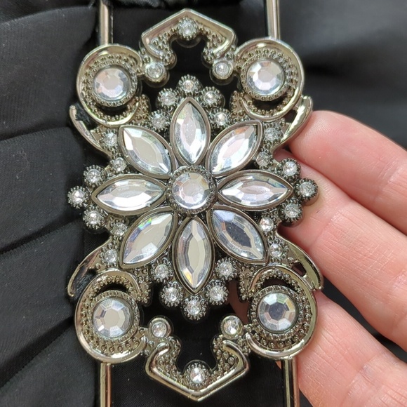 Scarlett Nite Cocktail Dress With Satin Belt, Rhinestone Center Detail - Picture 7 of 15